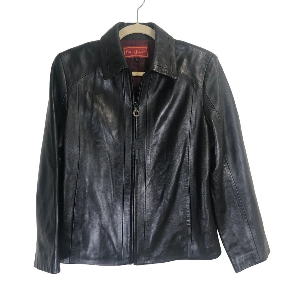 Cole Haan City Women's Leather Jacket Black Butter Soft Size 8